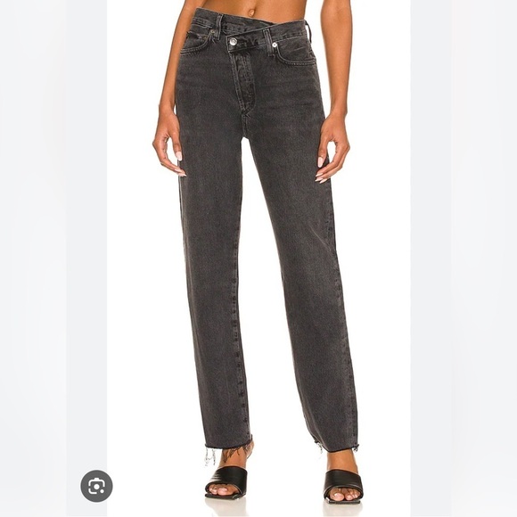 Agolde Denim - Agolde criss cross waist black jeans size 24